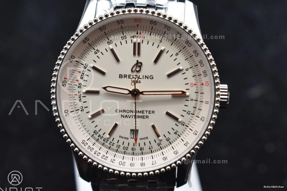 SS Navitimer Bracelet 1:1 Functional RG White 1 923 on Edition V7F Best A Dial Bezel SS 0827